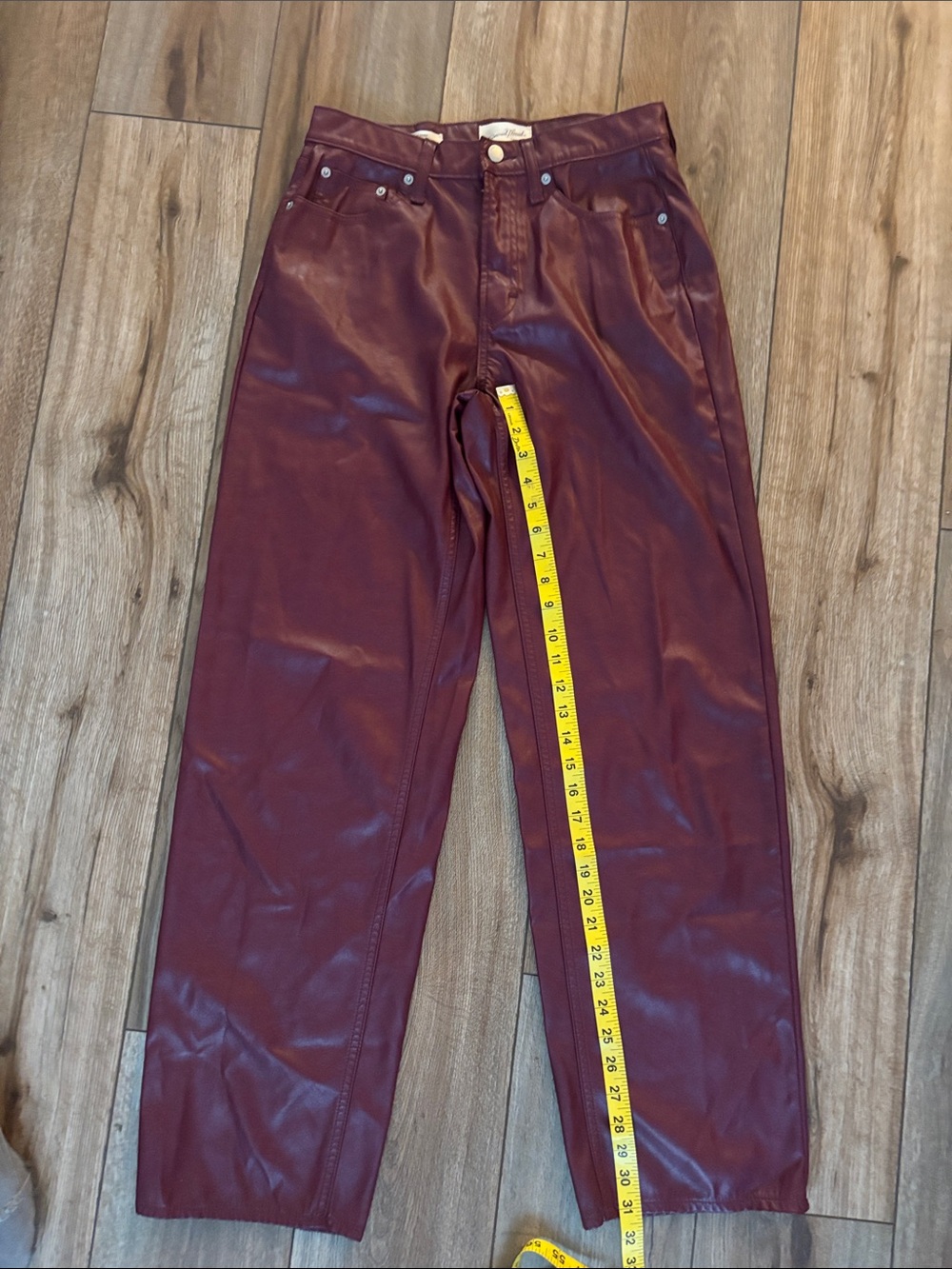 Universal Thread Burgundy Faux Leather 90s Baggy Straight Leg Pants - Size 6
